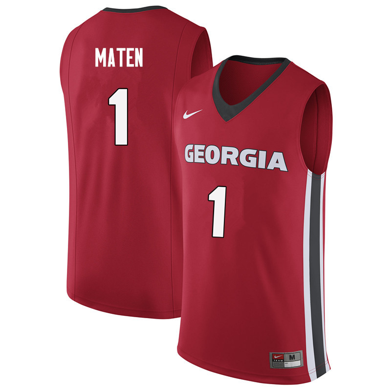 Men #1 Yante Maten Georgia Bulldogs College Basketball Jerseys Sale-Red